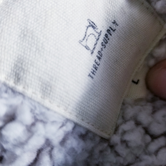 THREAD & SUPPLY BROWN AND BLACK UNDERTONE SHERPA PULLOVER WITH POCKETS SIZE L - Picture 4 of 12